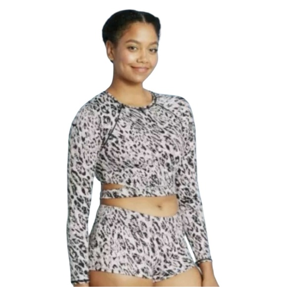 All in Motion Women's Long Sleeve Tie Back Cropped Rash Guard Top Large (12-14) - Picture 1 of 6